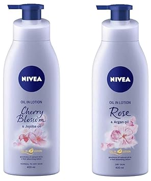 Nivea Oil In Lotion, Cherry Blossom And Jojoba Oil, 400Ml And Nivea Oil In Lotion, Rose And Argan Oil, 400Ml