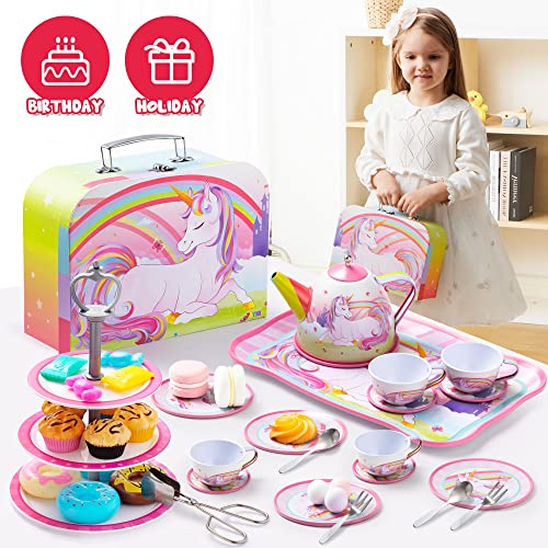 thumbnail image 2 of JOYIN 35-Piece Unicorn Tea Party Set For Girls - Pretend Play Kitchen Toy With Carrying Case 2 of 10