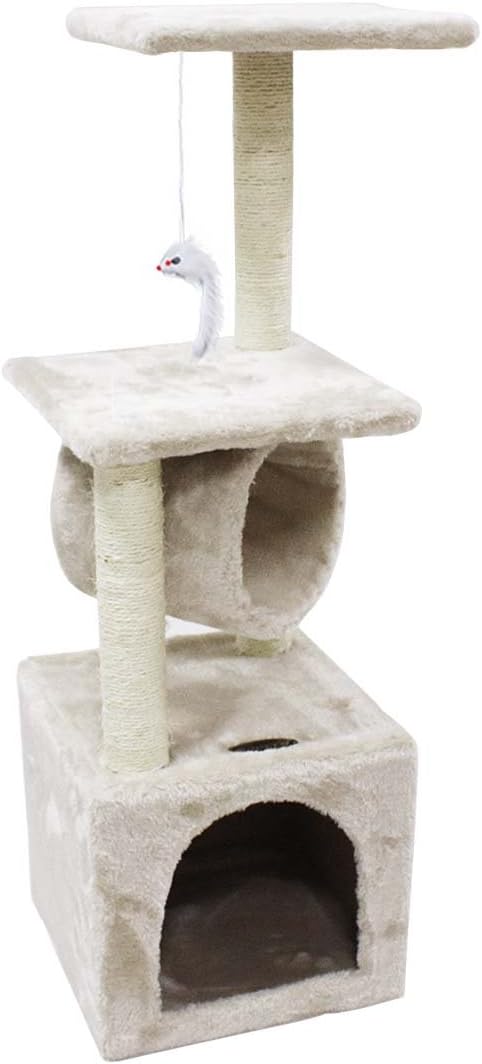 CUPETS Durable Cat Tree Cat Activity Tower Condo Pets Furniture Play House with Scratching Posts,Mouse Toy