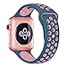 Hailan Band for Apple Watch Series 1 Series 2 Series 3,Soft Durable Sport Silicone Replacement Wrist Strap for iWatch,38mm,S/M,Light Pink / Midnight Blue