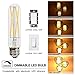 Leools 8W Dimmable Edison Led Tubular Bulb T10m,E26 Medium Base Lamp 75 Watt Incandescent Bulb Equivalent 2700K Neat Warm White, 3-Pack