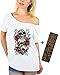 Awkwardstyles Three Sugar Skulls with Roses Off Shoulder Tops T-Shirt + Bookmark XL Black