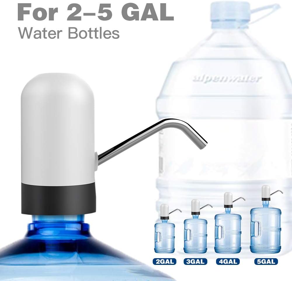 Water Dispenser 5 Gallon, MIKOSI Water Jug Dispenser Universal Electric Water Bottle Dispenser, Water Pump For 5 Gallon Bottle With 2 Silicone - - 