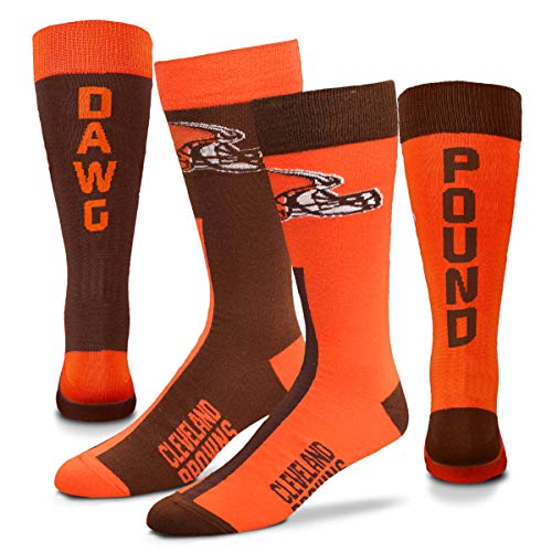 For Bare Feet - NFL Big Top Mismatch Men's Crew Socks - Cleveland Browns Dawg Pound - //medicalbooks.filipinodoctors.org