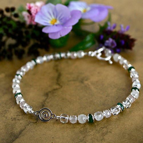 PCOS Fertility Bracelet, Dainty Spiral with Healing Gemstones and Fertility Meditation, Reiki,