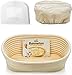 Oval Bread Banneton Proofing Basket - 10 Inch Baskets Sourdough Brotform Proofing Basket Set Banaton Towel for Baking Oval Proofing for Sourdough Bread Making Starter Jar Kit - Great As A Gift