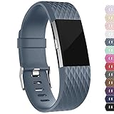 iGK Replacement Bands Compatible for Fitbit Charge 2, Adjustable Replacement Bands with Metal Clasp Special Edition Slate Small