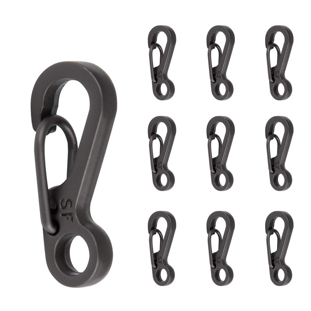 10Pcs Tiny Carabiner Clips, 2.5 cm Spring Snap Hook, Mini Paracord Keychain, Black Mini Carabiner Set, Lock Hook Paracord Clasps for Keys, Backpack, Fishing, Camping, Outdoor