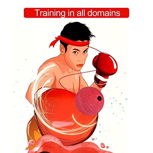 OUTFANDIA Boxing Reflex Ball Head Cap Punch Gloves 3pcs Boxing Gear Combo Gym Equipment Set - Fitness Accessories for Reflex Speed Training - Thumbnail 6