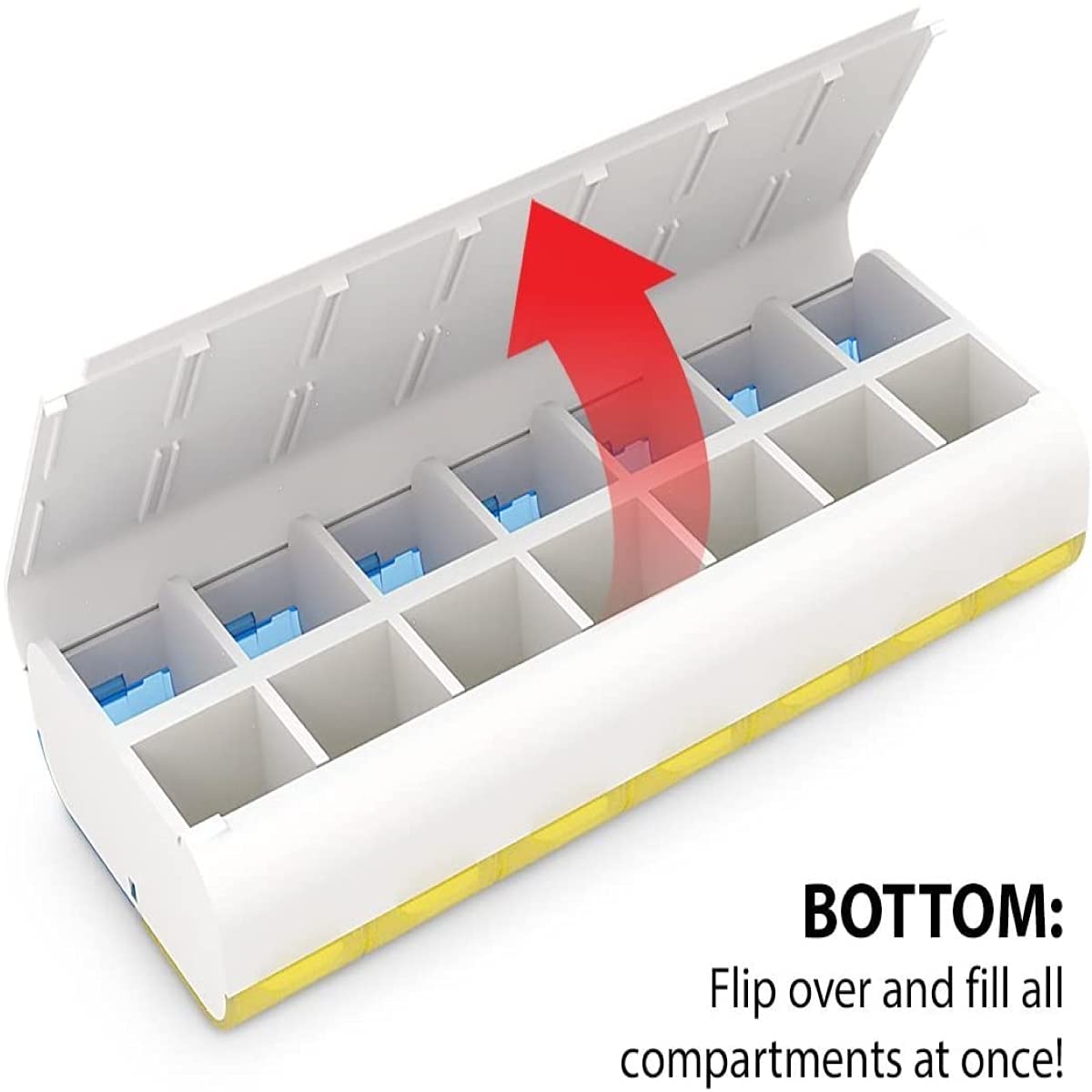 EZY DOSE Easy Fill (7-Day) Pill, Medicine, Vitamin Organizer Box | Weekly, 2 Times a Day, AM PM | Large Compartments | Colored Lids, 1 Count