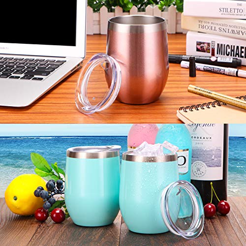 MASCOTKING 12 oz Wine Tumbler,Double Vacuum Insulated Wine Glass with Lids for Keeping Wine, Coffee, Drinks, Champagne, Cocktails-Best Christmas Gift - Thumbnail 6