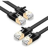UGREEN Cat7 Ethernet Networking Cord Patch Cable 10Gbps 600Mhz S/STP Molded Network Lan Cable Stranded Copper Flat Cable 2Pack (6ft)