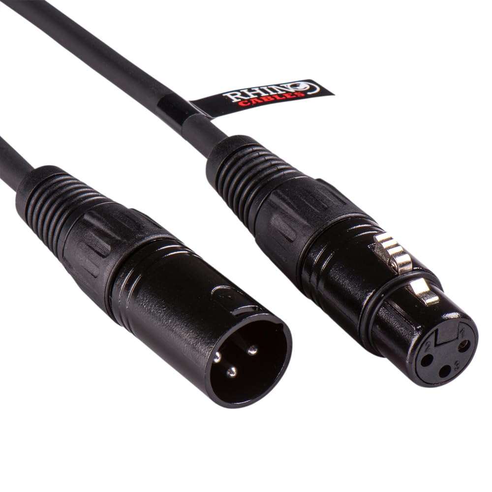 rhinocables Shielded XLR Microphone Cable – Balanced 3-Pin Male/Female Lead for Clean, Noise-Free Audio | Perfect for Mixers, Preamps, Amplifiers, Speakers & Recording Environments (1.5m)