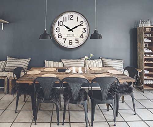Kiera Grace HO60213-8 August Metal 32" Wall Clock, Large, Gray - Thumbnail 3