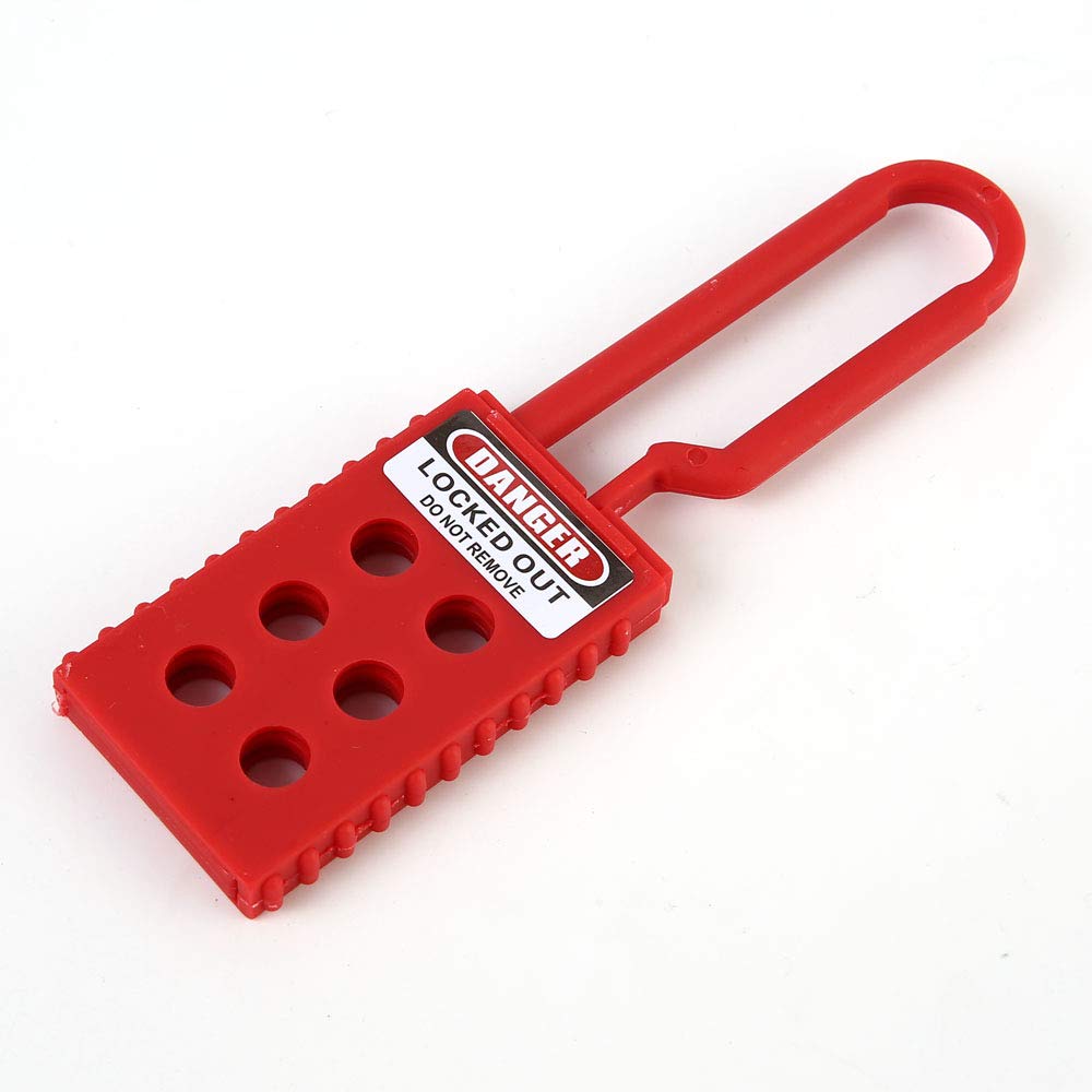 POFET 10Pcs Lockout Tagout Hasp, Vinyl Coated Steel Hasp (6 Hole) - Red