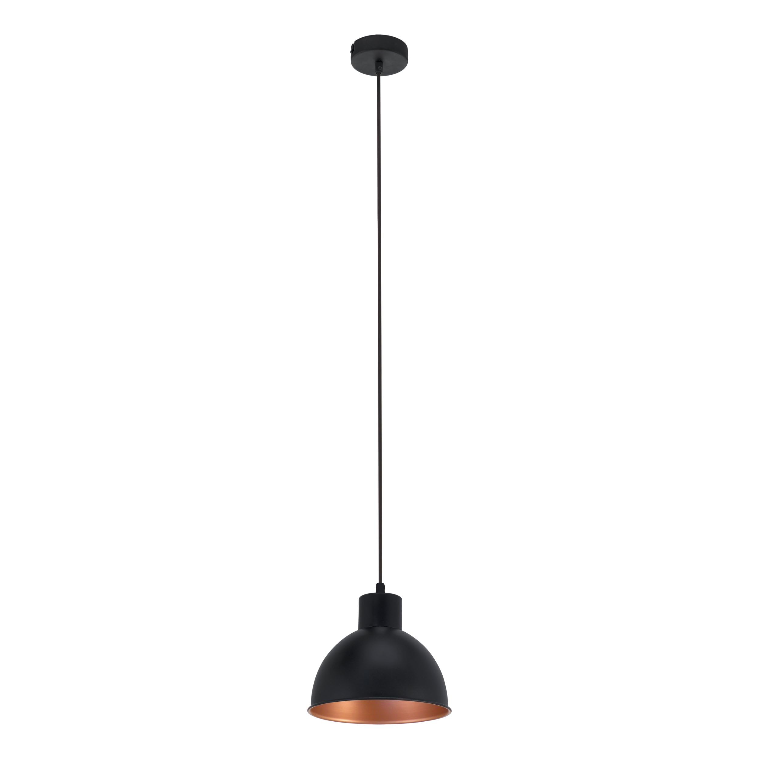 Eglo Truro Vintage/Retro Pendant Light, Black and Copper Coloured Steel Hanging Lamp, Industrial Design Dining and Living Room Ceiling Lighting, E27 Socket