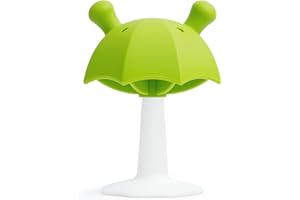 Umbrella Baby Teether with Suction Base, Keeping Babys Busy, Seposeve Teething Toys for Babies 0-6 Months, Silicone Teether Toys 6-12 Months 12-24 Months, Easy to Hold, BPA Free, Green