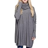 Ashlen Women's Fitted Long Sleeve Cowl Neck Oversize Knit Sweater Grey OS