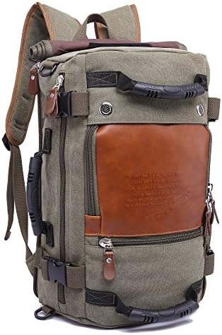 Large Capacity Canvas Multi-Functional Backpack Can be Handbags Shoulders Bag Outdoors Travelling Bag Schoolbag ArmyGreen