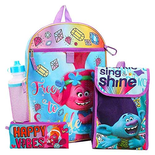 Dreamworks Trolls Backpack Set With Lunch Bag, Pencil Pouch, Water