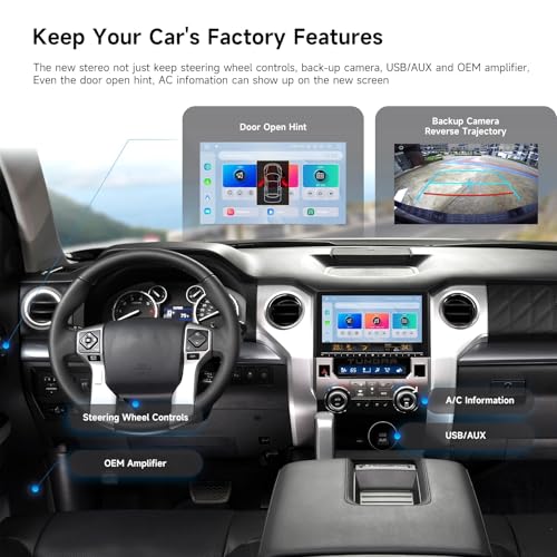 Head Unit for Toyota Tundra 2014-2021 Upgrades 10.2" QLED Screen, with Wireless Carplay & Android Auto, Android 13 Radio, DTS, Plug & Play Stereo, GPS Navigation (8GB+256GB)