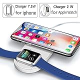 Wireless Watch Charger,Phone Wireless Charger,Qi Wireless Charging Pad Stand,2-in-1 Wireless Fast Charger for Apple Watch Series 3/2/1 & iPhone X/8/8 Plus Samsung Galaxy S8/S9/Plus/Note 8/S7