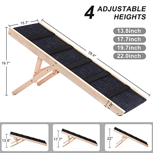 Cooenia Dog Ramp for Bed, Adjustable Pet Ramp for Couch, Folding