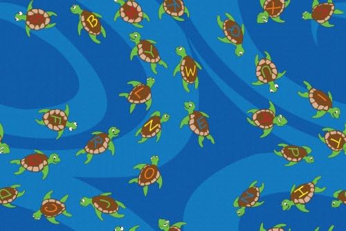 Kid Carpet FE747-70Y A-B-Sea Turtles Children's Nylon Area Rug, 12' x 12', Multicolored
