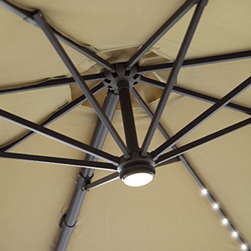 image for FLAME&SHADE 10' Solar LED Offset Cantilever Umbrella for Outdoor Deck,