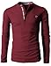 H2H Men's Long Sleeve Waffle Henley Casual Henley T-Shirts for Men Wine US S/Asia M (KMTTL062)