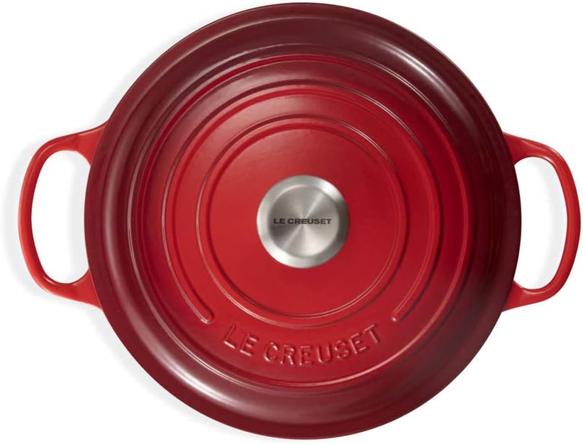 LE CREUSET Signature Cast Iron Round Casserole, 34 cm - Cerise, 13.25 Qt - Image 5