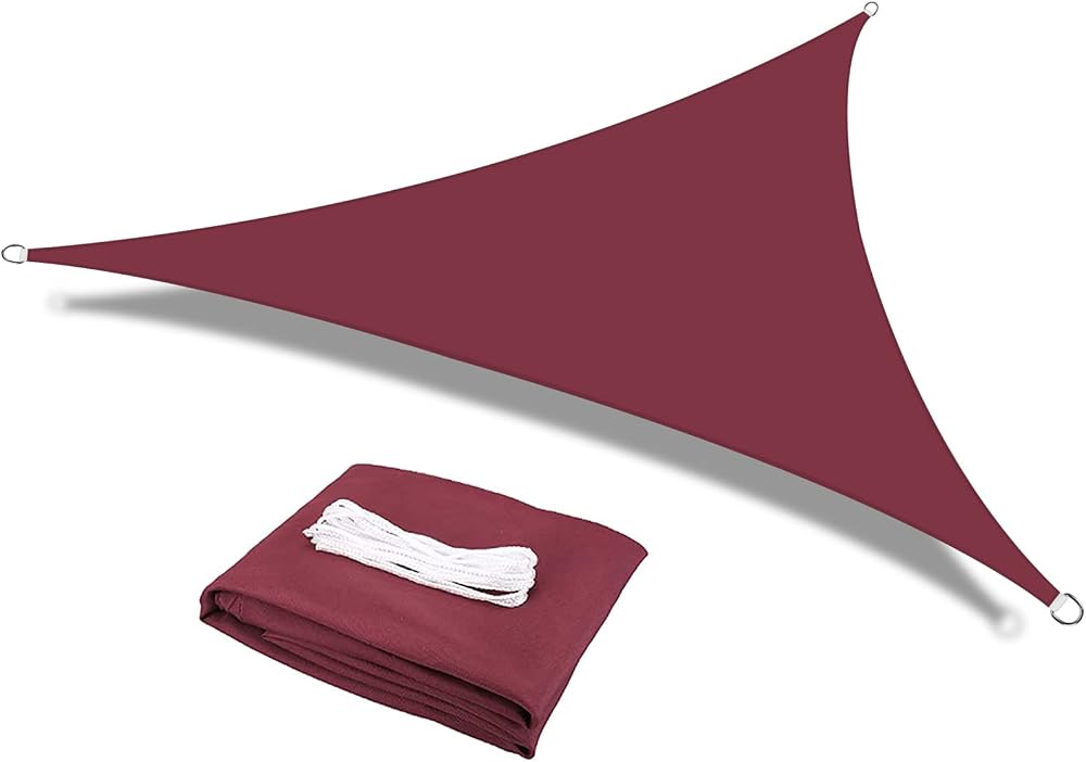 HEYOMART 3x3x3m Sun Shade Sail Waterproof Triangle Canopy Red 98% UV
