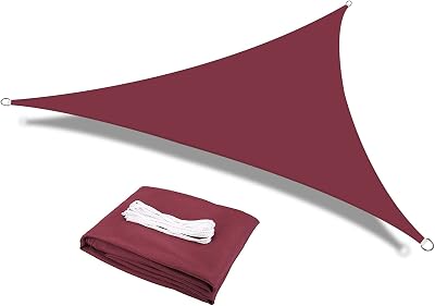 HEYOMART 3x3x3m Sun Shade Sail Waterproof Triangle Canopy Red 98% UV
