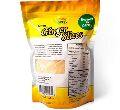 Paradise Green - Dried Ginger Slices 24 oz - Delicious Family Size Resealable Bag by Forever Green Food