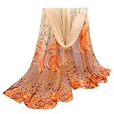 Malltop Ladies Women Beautiful Rose Pattern Printed Lightweight Thin Style Large Shawl Wrap Scarves