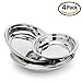 Yamde 4 Pcs 7.8 Inch Stainless Steel Round Plate Set for Camping Outdoor，Serving Tray，Dish Plate，Kitchen