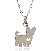 EnCharmed Sterling Silver Love My Yorkie with Heart Charm Necklace, Yorkshire Terrier Dog Pendant Jewelry, 18"