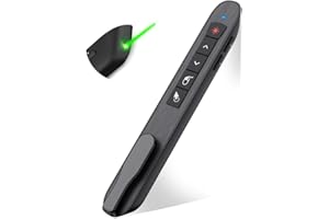 DINOFIRE Air Mouse Green Presentation Remote Control USB Rechargeable Presentation Clicker Wireless Presenter RF 2.4 GHz Powerpoint Clicker Slide Advancer Changer Mac/Laptop/Computer