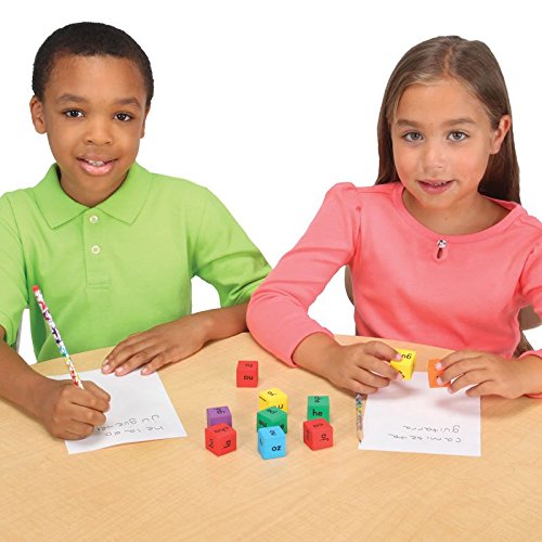 Really Good Stuff Make-a-Word Soft Touch Spanish Syllable Dice Game - Grades K-2 - Expand Word-Building Skills - Includes 15 Same-Vowel Syllable Dice, 3 Mixed-Vowel Dice - Dice Color-Coded by Vowel