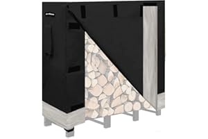 Artibear Firewood Rack Cover for 4ft Log Stand Holder Indoor Outdoor Storage Log Holder Wood Pile Stacker Organizer, Black (Frame not Include)