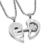 His & Hers Matching Set Open Your Heart Couple Pendant Necklace Simple Love Style in a Gift Box (A Set)