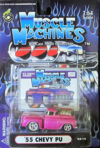 2002 Muscle Machines '55 Chevy PU Pickup Purple with Blower # 02-15 - Die Cast Adult Collectible 1:64 Scale