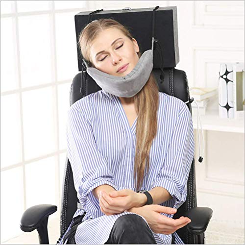 image for LQT Ltd Memory Foam Travel Pillow for Airplane Inflatable Neck Pillow 