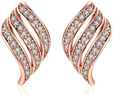 Clearance! Lady Elegant Rose Gold Diamond-studded Curving Ear Stud Exquisite Earrings for Women Wedding Jewelry
