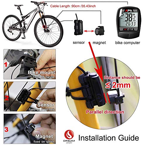 DREAM SPORT Bike Computer Bicycle Speedometer and Odometer 16Function