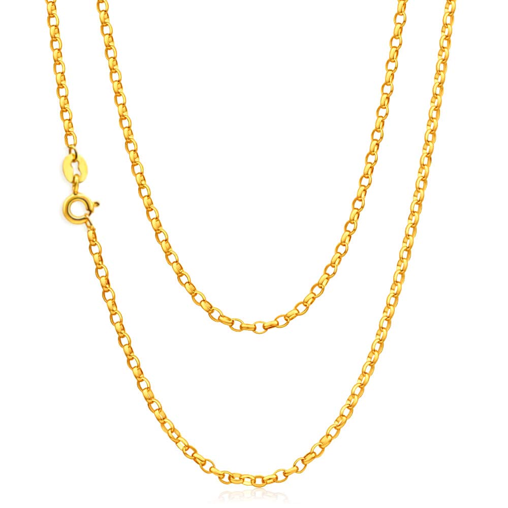 Alexander Castle 20" Solid 9ct Gold Chain Oval Belcher Chain Necklace - 2mm - Yellow Gold Necklace for Women & Men with Jewellery Gift Box
