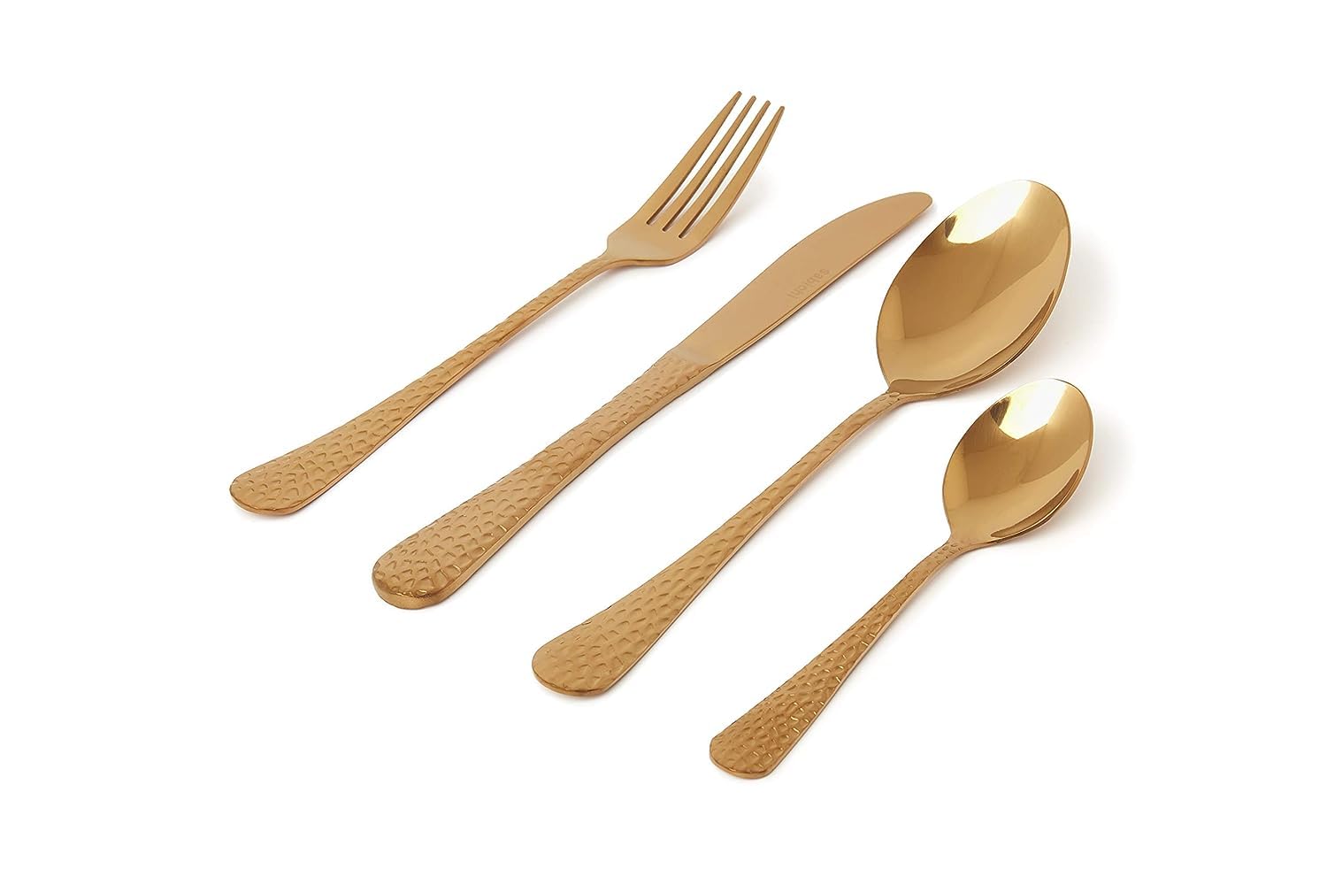 Sabichi Hammered Copper Cutlery Set for 4-16 Piece Stainless Steel Flatware Set - Easy to Clean Gold Cutlery Sets - Tableware Sets with Knives, Forks, Tablespoons, Teaspoons