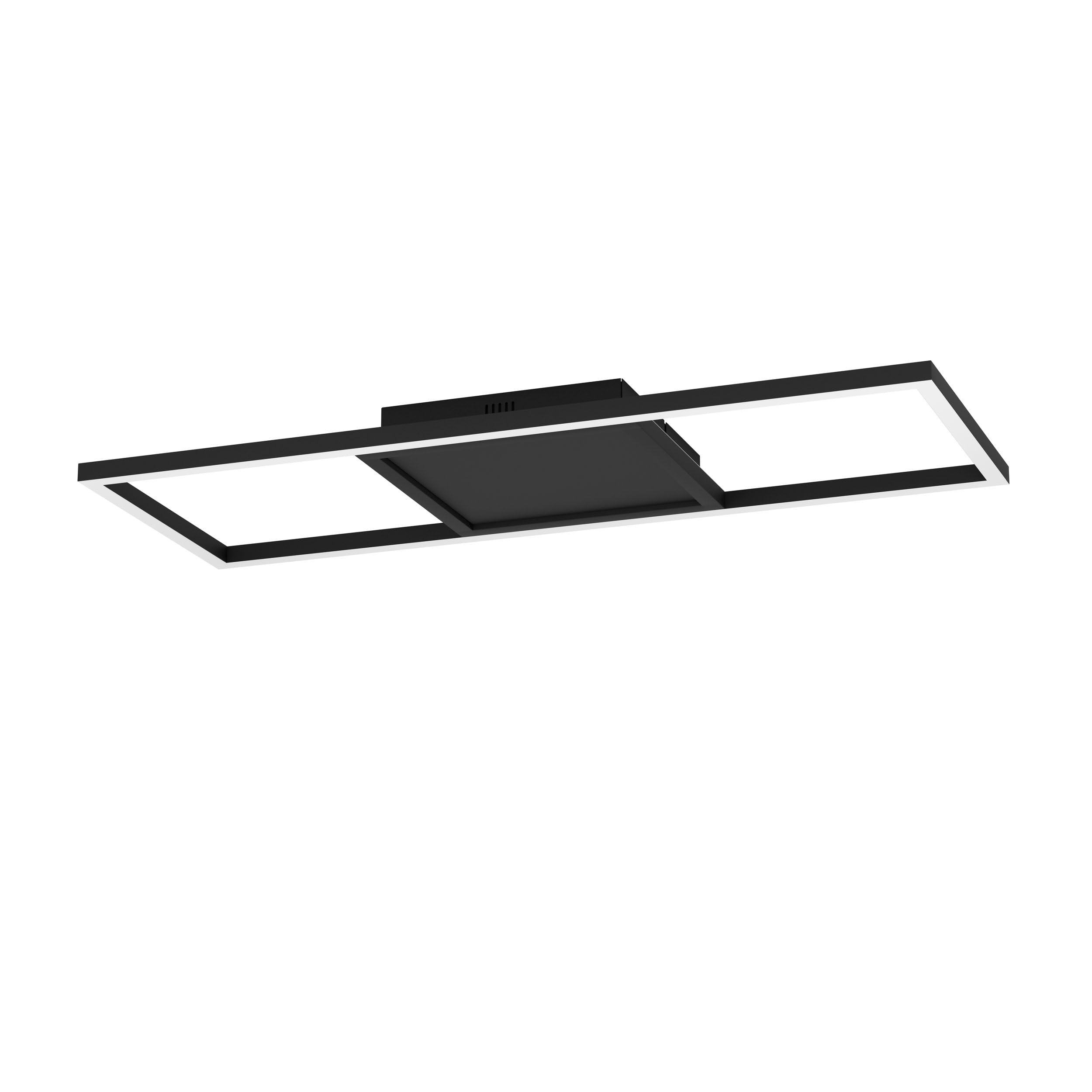 EGLO connect.z Smart Home LED ceiling light Calagrano-Z, Zigbee, app and voice control Alexa, tunable white (warm - cool white), RGB backlight, dimmable spotlight, black metal lamp, 25 x 9.4 in