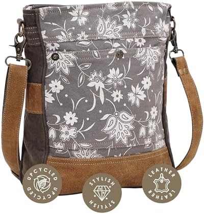 Myra Bag Gray and Brown Patterned Backpack (CLRD) Amazon.com | Myra Bag Old Howard Upcycled Canvas Backpack S  main image 4
