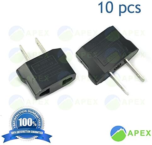 APEXBRAND Flat Europe Asia To USA Plug Adapter Travel International Support Universal Voltage 10 In A Pack